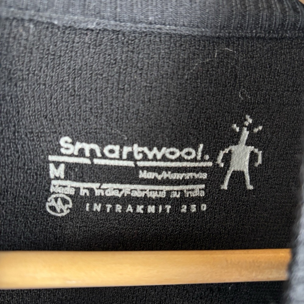 Smartwool Intraknit 250 Shirt Mens Medium Black Merino Wool Pullover 1/4 Zip - Picture 3 of 8